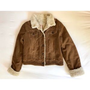 Brown Corduroy Jacket with Faux Fur
